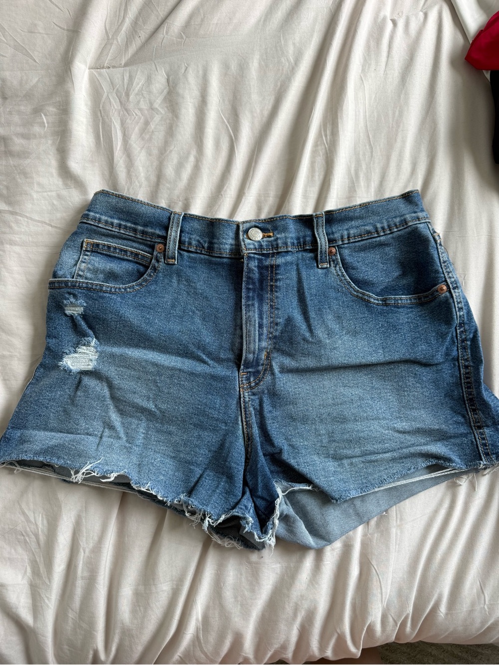 Signature by Levi Strauss Blue Distressed Denim Cutoff Shorts